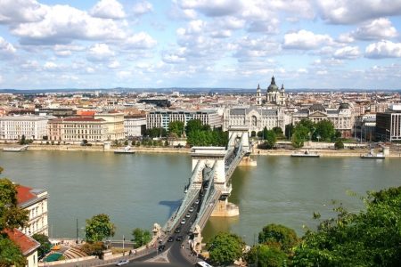 View of Budapest over the River Danube from Castle Hill. Hungary